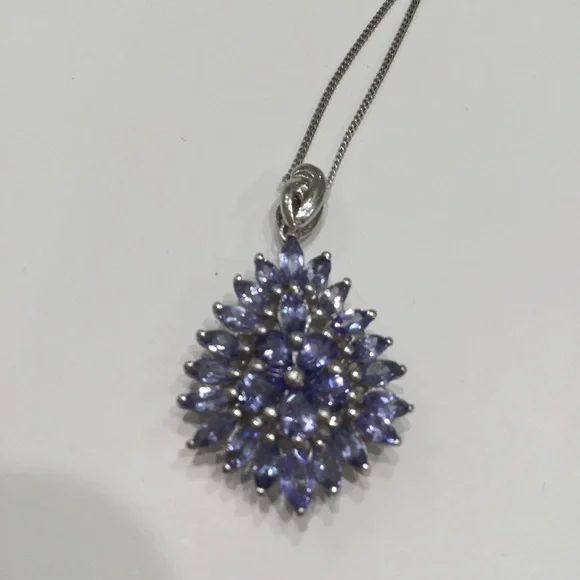 Sterling Silver Tanzanite Teardrop Pendant - Picture 2 of 6